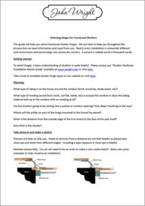 John Wright Shutter Hinge Selection Guide